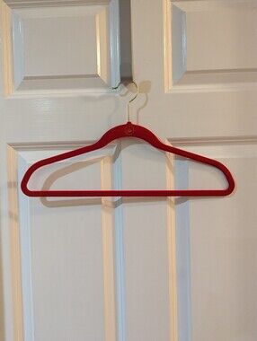 NEW Joy Mangano Velvet Red Clothes Hanger, Gold Hardware. 12 Pieces